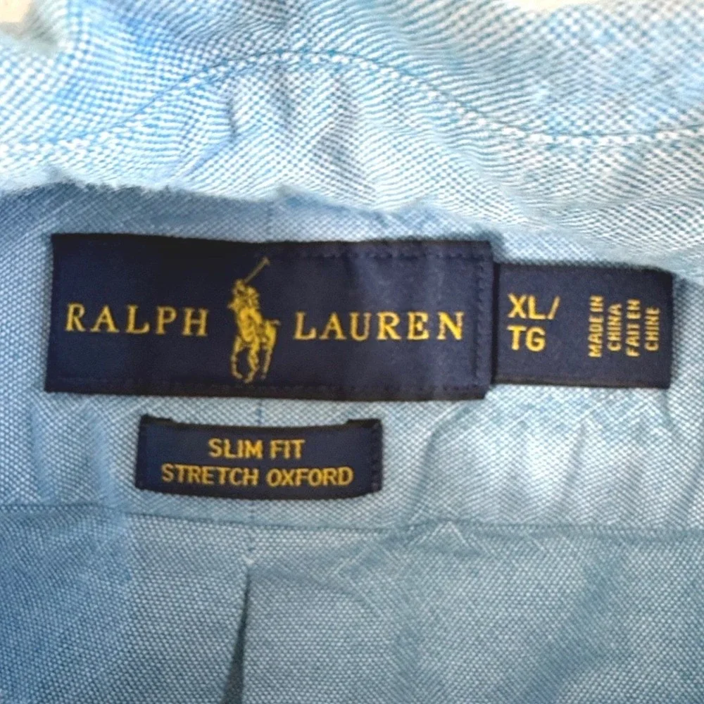Ralph Lauren Oxford Shirt Mens XL Slim Fit Stretch Long Sleeve Blue